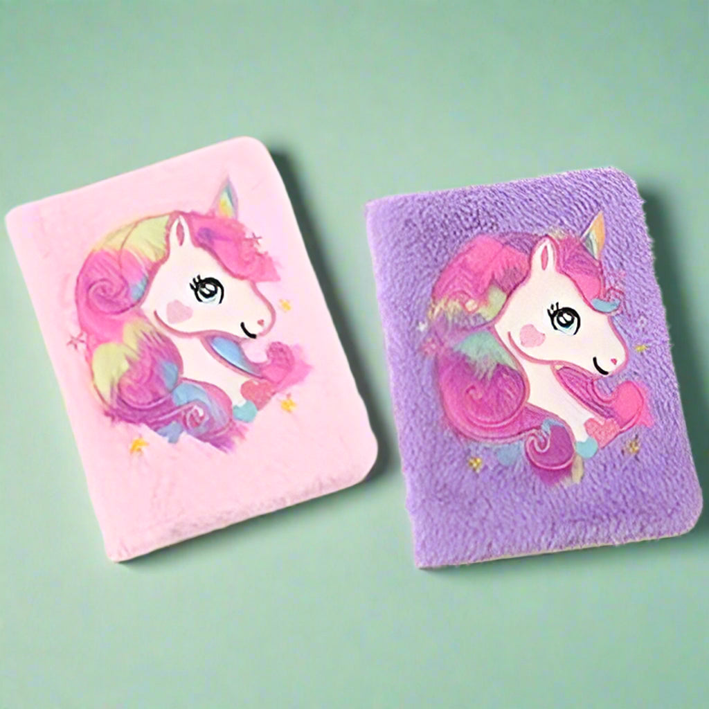 Unicorn Fur Diary – A6 Size Furry Notebook with Ruled Pages (1pc)