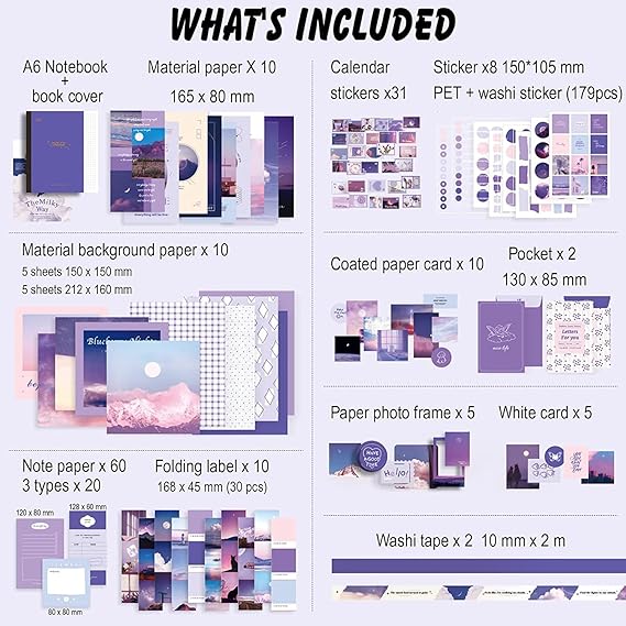 346Pcs Moonlight Vintage Aesthetic Scrapbook Kit, Journal Supplies Stickers Theme, Scrapbook Kit (DIY)