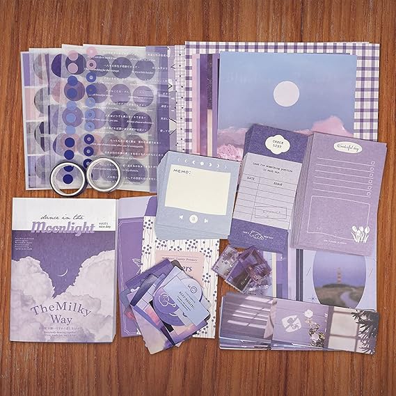 346Pcs Moonlight Vintage Aesthetic Scrapbook Kit, Journal Supplies Stickers Theme, Scrapbook Kit (DIY)