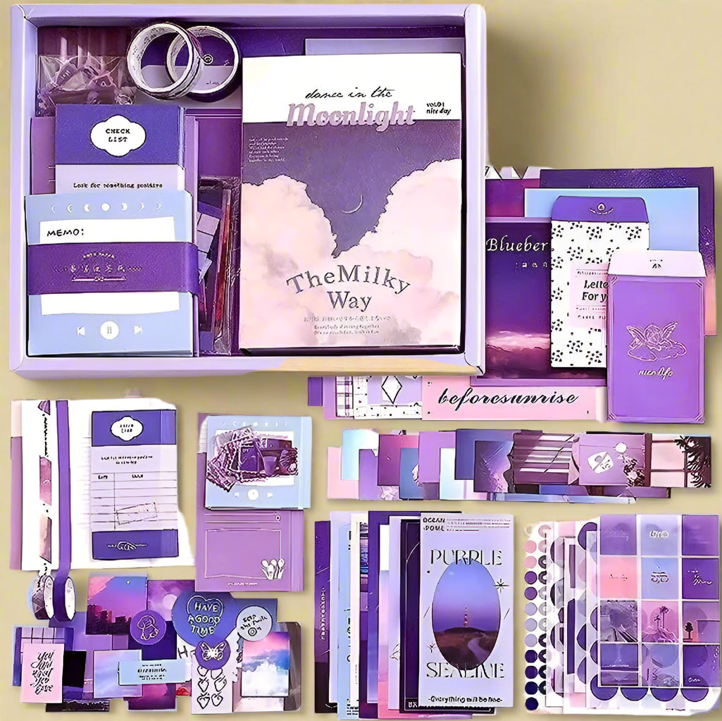 346Pcs Moonlight Vintage Aesthetic Scrapbook Kit, Journal Supplies Stickers Theme, Scrapbook Kit (DIY)